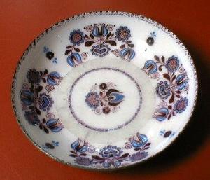Enameled English Battersea Dish - MOP accents - Enamel on Metal