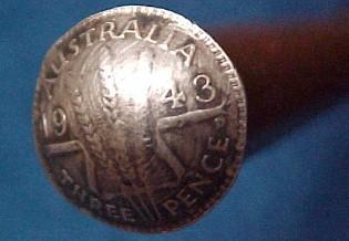 Letter Opener Australian Three Pence 1943 Trench Art - Metalware