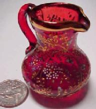 MOSER Enameled Cranberry Mini Creamer - Glass