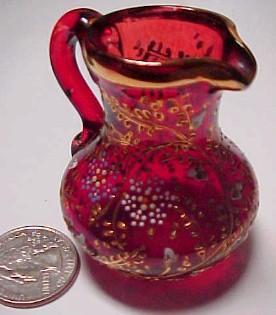 MOSER Enameled Cranberry Mini Creamer - Glass