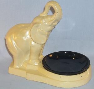 NUART Art Deco ELEPHANT Figurine with Amethyst Glass Ashtray - Tobacciana