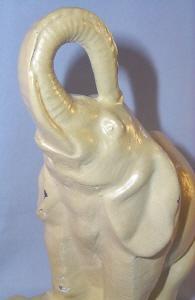 NUART Art Deco ELEPHANT Figurine with Amethyst Glass Ashtray - Tobacciana