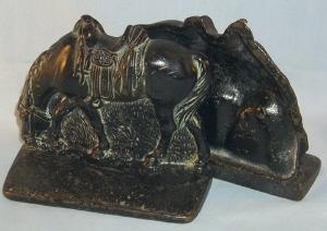 Black Painted RIDERLESS HORSE Cast Iron Bookends - Metalware