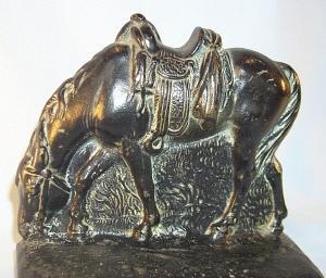 Black Painted RIDERLESS HORSE Cast Iron Bookends - Metalware