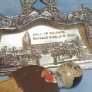 3 Piece Set of Crumb Pans with Broom Depicting 1933 CENTURY OF PROGRESS CHICAGO FAIR - Metalware