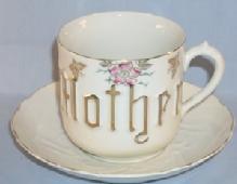 Large German Porcelain MOTHER Cup & Saucer Set.