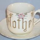 Large German Porcelain MOTHER Cup & Saucer Set.