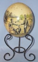 Black Americana Hand Painted OSTRICH EGG on Stand - Ethnographic