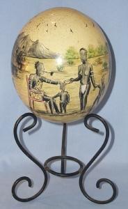 Black Americana Hand Painted OSTRICH EGG on Stand - Ethnographic