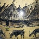 Black Americana Hand Painted OSTRICH EGG on Stand - Ethnographic