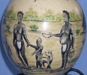 Black Americana Hand Painted OSTRICH EGG on Stand - Ethnographic