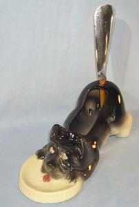 SCOTTIE DOG Porcelain Pin Dish and Bakelite Handled Shoe Horn Holder