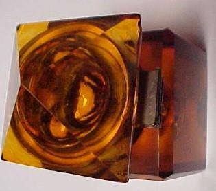 Cut Amber Inkwell - Glass