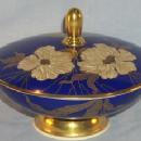 ROSENTHAL Gold Trimmed Blue Covered Porcelain Footed Bowl