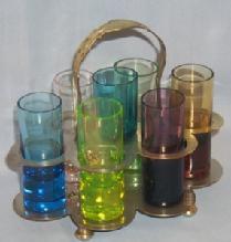 Seven MultiColor Shot Glasses in Carrier