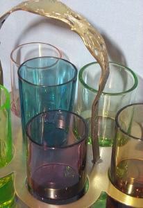 Seven MultiColor Shot Glasses in Carrier