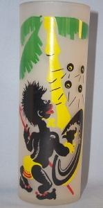 Set of Five Painted BLACK AMERICANA Frosted Ice Tea Glasses - ethnographic