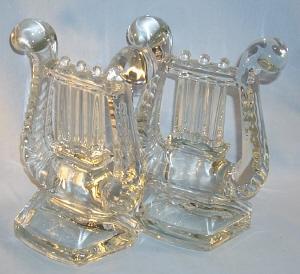 FOSTORIA Clear Glass LYRE Bookends