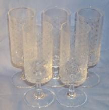 Five ROSENTHAL Etched Crystal Stemm Glasses - Glass