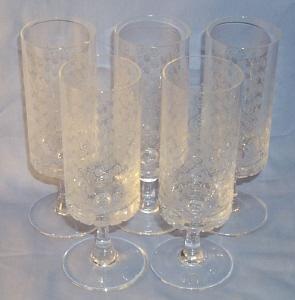 Five ROSENTHAL Etched Crystal Stemm Glasses - Glass