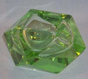 Beautiful Square Green ART GLASS Ashtray