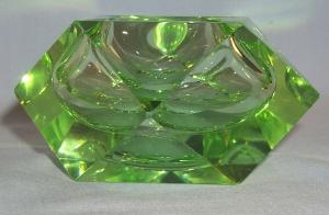 Beautiful Square Green ART GLASS Ashtray