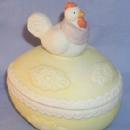 CHICKEN ON EGG Bisque Porcelain Covered Dish