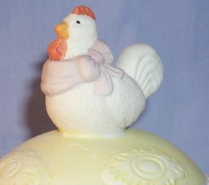 CHICKEN ON EGG Bisque Porcelain Covered Dish
