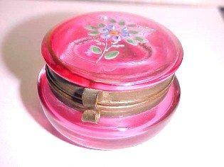 Enameled Cranberry Patch Box - Glass