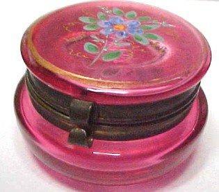 Enameled Cranberry Patch Box - Glass