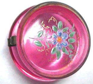 Enameled Cranberry Patch Box - Glass