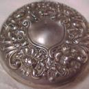 DRESSER Jar Cut Glass Sterling Lid / Puff - Silver
