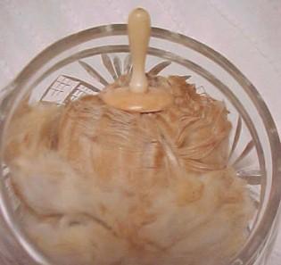 DRESSER Jar Cut Glass Sterling Lid / Puff - Silver