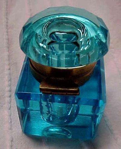 Blue Glass Inkwell - Glass
