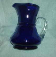 Cobalt Art Glass Pitcher - Large 64oz with Turned Lip
