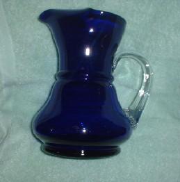 Cobalt Art Glass Pitcher - Large 64oz with Turned Lip