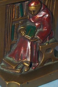 RONSON LIBRARY MONK Polychrome Bookends - Metalware