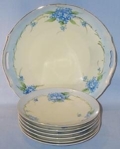 Seven Piece NIPPON Hand Painted Porcelain Dessert Set