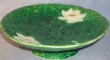 Green Holdcroft MAJOLICA Pottery Pond Lily Bowl