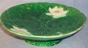 Green Holdcroft MAJOLICA Pottery Pond Lily Bowl