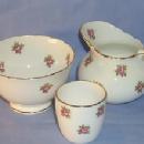 Three Piece English Pink Rose Porcelailn Tea Set