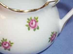 Three Piece English Pink Rose Porcelailn Tea Set