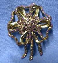 Jewelry Lilac Lavender Enamel & Rhinestone Brooch - Vintage Costume Jewelry