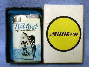 Musical Cigarette Lighter BEL FAST Self-ironing 100% Cotton Advertising - tobacciana NIB