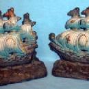 Metal Ship Bookends - Vintage Cast Iron Metalware