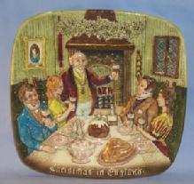 Colorful Beswick Royal Doulton CHRISTMAS IN ENGLAND Porcelain Hanging Decorative Plate in Original Box