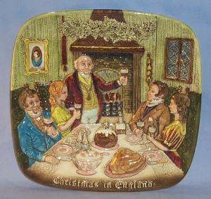 Colorful Beswick Royal Doulton CHRISTMAS IN ENGLAND Porcelain Hanging Decorative Plate in Original Box