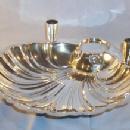 Silverplated CLAM SHELL Snack Bowl with Candle Holders - Metalware