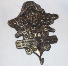 Cast Lead Black Man Coat Hanging Bracket - Ethnographic