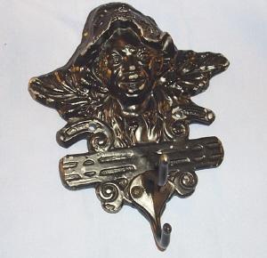Cast Lead Black Man Coat Hanging Bracket - Ethnographic